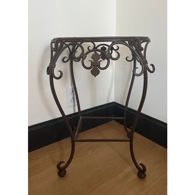 Rustic European Graduated Wrought Iron Basket Weave Accent Tables, Tuscan French Country Plant Stands – Pair For Sale - Image 3 of 7