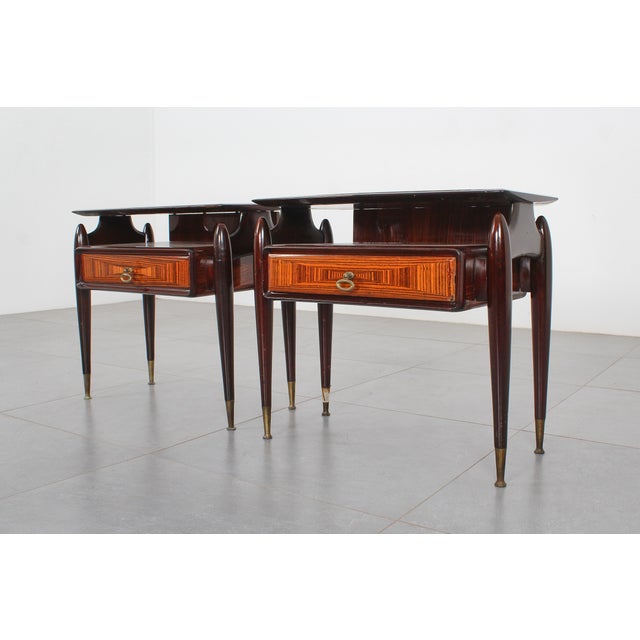 Mid-Century Modern Dassi Wood and Glass Nightstands, 1950s, Set of 2 For Sale - Image 12 of 18