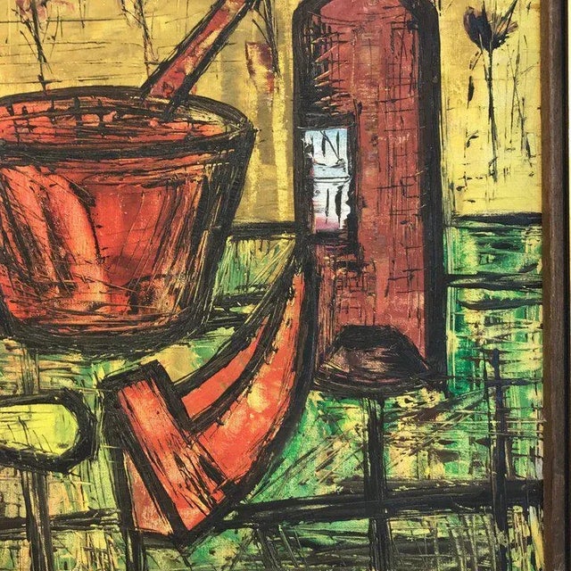 Mid-Century Modern 1960s French School Still Life in the Manner of Bernard Buffet For Sale - Image 3 of 8