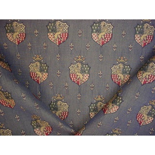 Lee Jofa Guinevere Weave Indigo Lion Coat of Arms Upholstery Fabric- 10 yards For Sale
