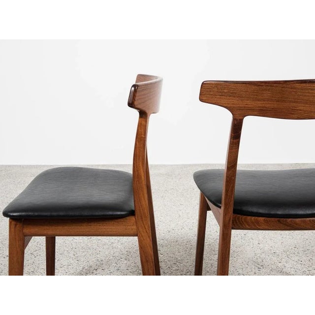 Brown Mid-Century Danish Dining Chairs in Rosewood by Henning Kjaernulf for Bruno Hansen, 1960s, Set of 6 For Sale - Image 8 of 13