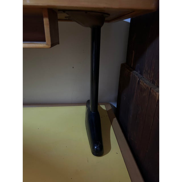 Wood Vintage 1950s Maple Student Desk With Black Steel Legs and Cubby Storage For Sale - Image 7 of 9