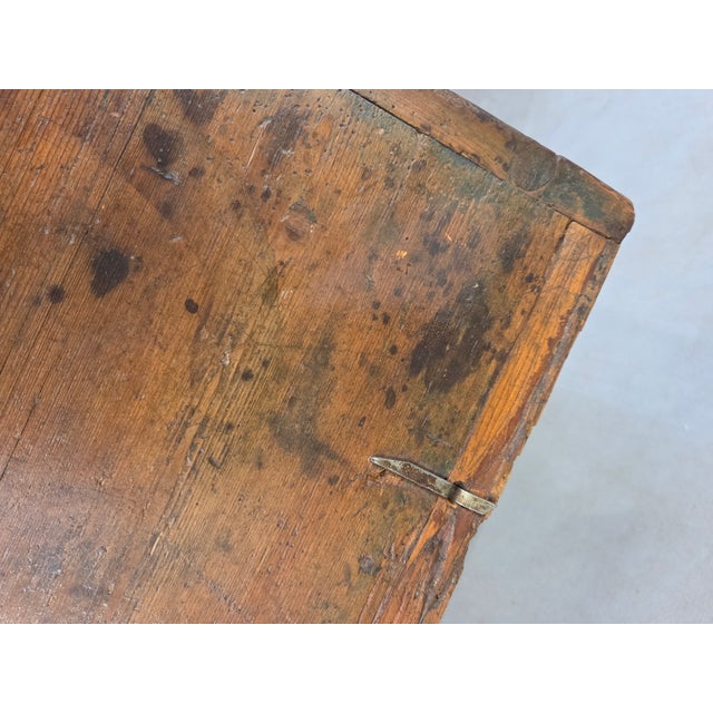 Antique 19th Century German or Austrian Original Blue Painted Pine Blanket Chest For Sale - Image 15 of 17