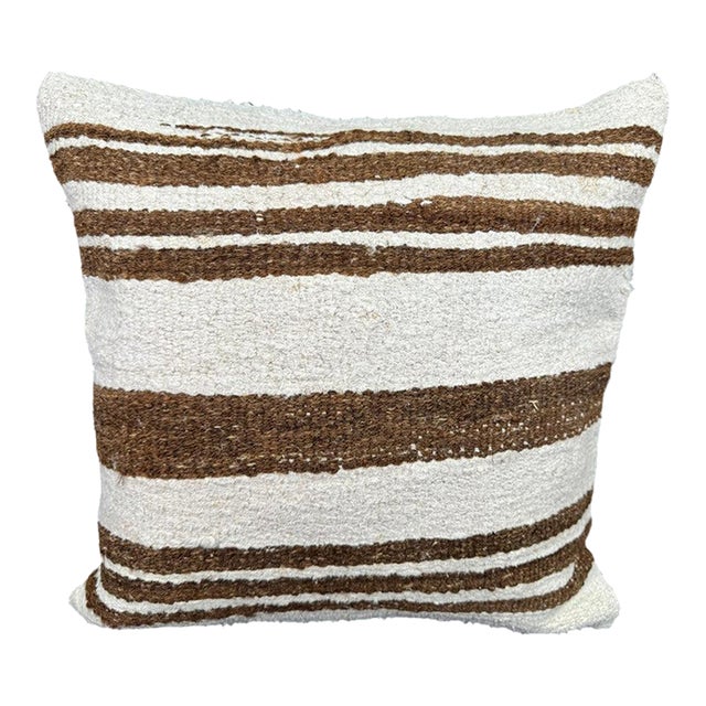 Turkish Hemp Pillow Cushion Natural Beige Brown Cushion Cover 20"x20" For Sale