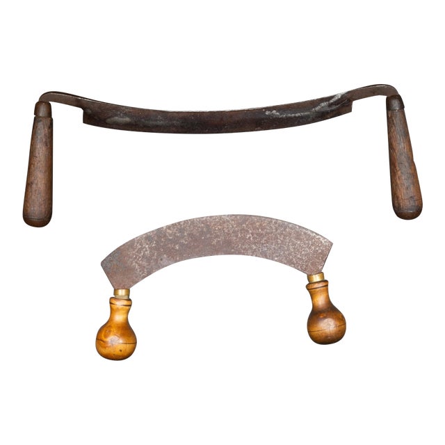 Antique Draw Knife and Mezzaluna Knife C.1860-1900 For Sale