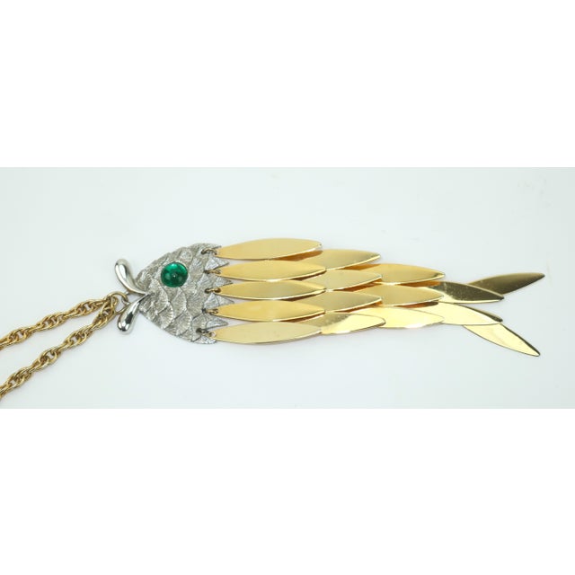 Monet Articulated Fish Pendant Rope Chain Necklace, 1960's For Sale - Image 4 of 10