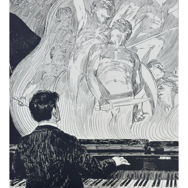 1930s Art Advertisement Man With Piano For Sale - Image 10 of 10