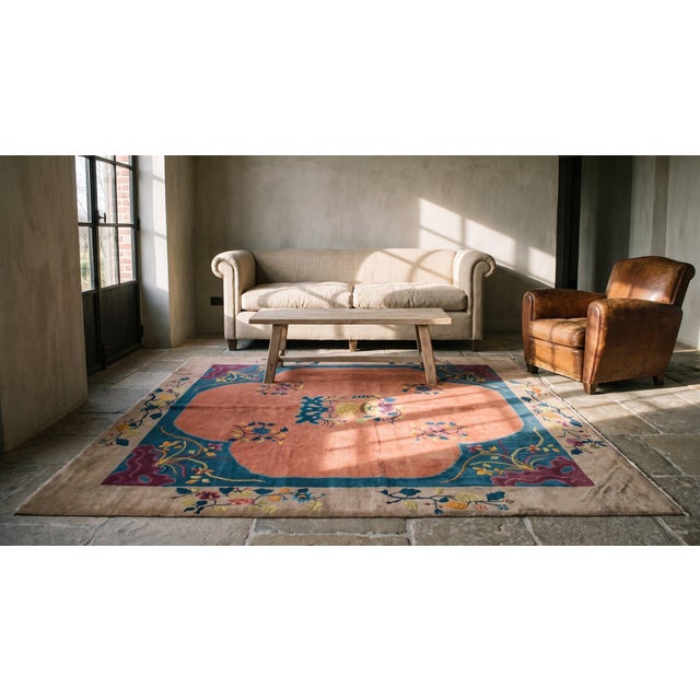 Mauve 1920s Chinese Art Deco Carpet by Nichols Workshop ( 8'2" x 9'9" - 250 x 297 ) For Sale - Image 8 of 9