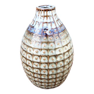 Vintage Mid Century Glazed Ceramic Stoneware Vase For Sale