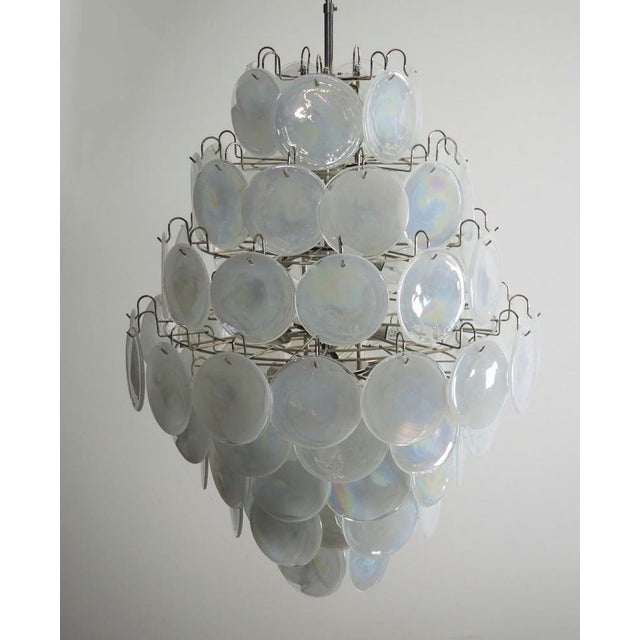 Large Vintage Italian Murano Chandelier with 87 White Alabaster Disks, 1990s For Sale - Image 10 of 18
