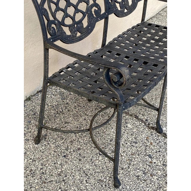 Early 21st Century Tuscan Mediterranean Style Cast Aluminum Garden Patio Settee Loveseat Bench For Sale - Image 5 of 9
