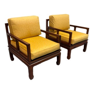 Vintage Asian Style Rosewood Lounge Chairs, Pair For Sale