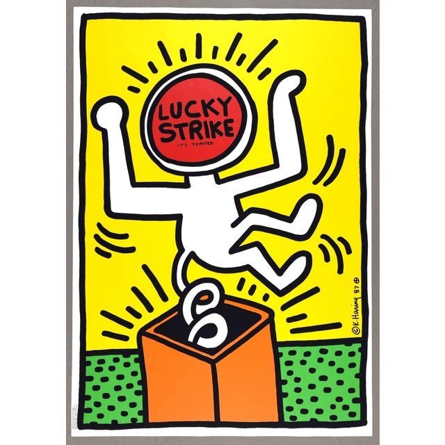 Keith Haring Lucky Strike Original 1987 Silkscreen Poster For Sale - Image 10 of 10