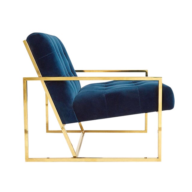 Pair of Crushed Blue Velvet Lounge Chairs Chairish