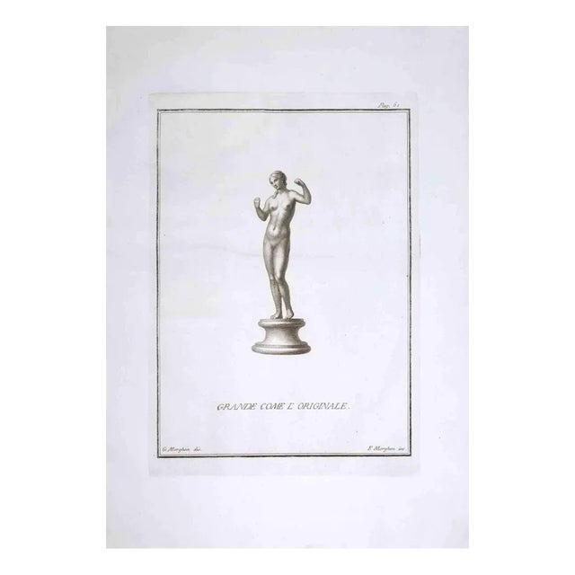 Filippo Morghen, Ancient Roman Statue of Aphrodite, Original Etching, 1700s For Sale