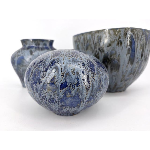 1990s Flow Glazed Studio Ceramic Pieces, 1994, Set of 3 For Sale - Image 5 of 18