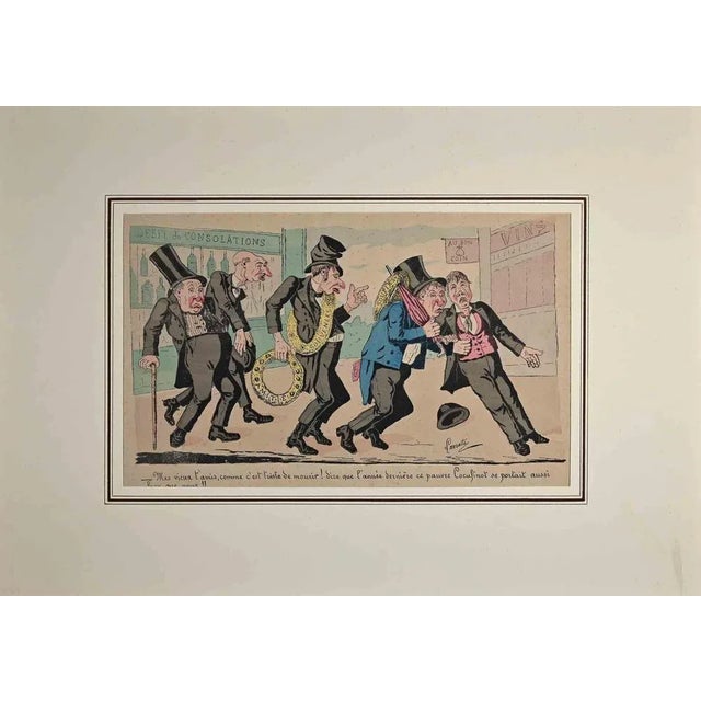 Drunkards is an original Modern Artwork realized in 1880. Original Lithograph on paper. The work is part of a satirical...