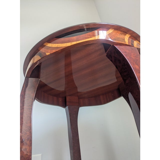 2010s Signed Giuseppe Mastellone Italian Multi-Wood Marquetry Inlaid Two-Tier Side Table For Sale - Image 5 of 13