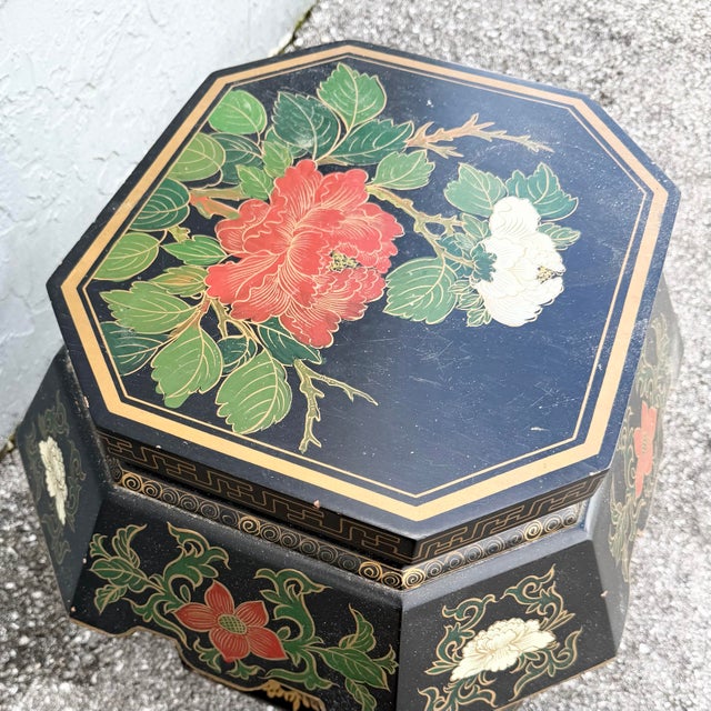 Mid 20th Century Vintage Chinese Hand Painted Low Stool/Side Table For Sale - Image 5 of 7