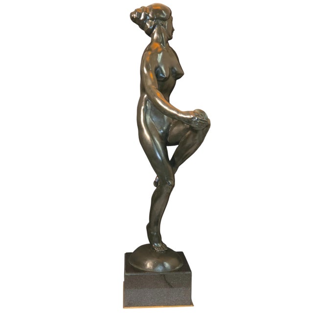 Early 20th Century E. Popineau Signed Large, Original, French Art Deco Bronze Female Cymbal Dancer - Francois Emile Popineau For Sale - Image 15 of 18