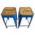 Vintage Industrial Blue Iron Stool For Sale - Image 4 of 7