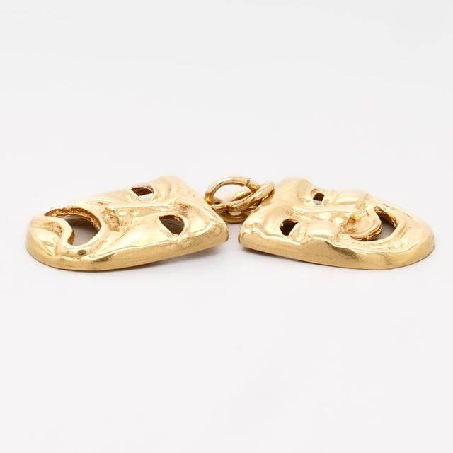 Metal Vintage 14k Gold Comedy & Tragedy Masks Figural Charm for a Bracelet For Sale - Image 7 of 14