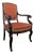 Restoration Mahogany Armchair with Curved Armrests and Orange Fabric For Sale