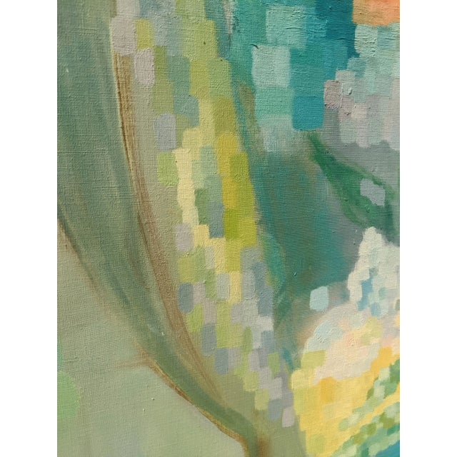 Vintage Original Pixelated Botanical Still Life Painting Framed For Sale - Image 9 of 10