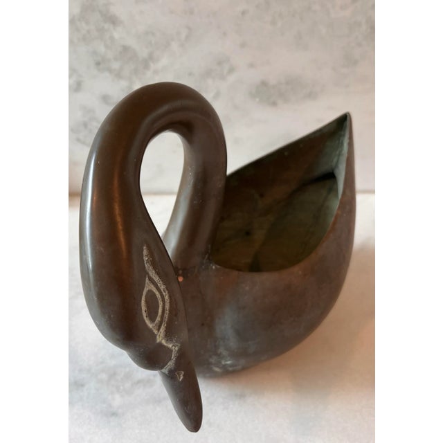 Metal Antique Japanese Bronze Swan Planter Container For Sale - Image 7 of 11