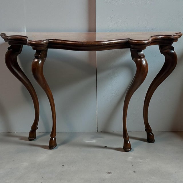 1970s 1970s Italian Carved Pine French Louis XV Style Console Tables W/ Hooves - Pair For Sale - Image 5 of 7