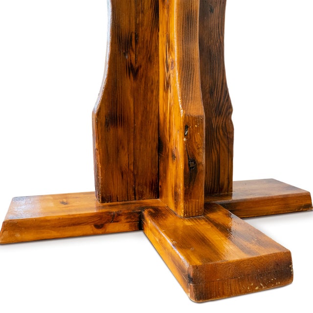 Vintage Knotty Pine Pedestal Table With Rope Edge Detail For Sale - Image 15 of 16