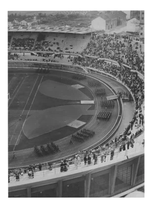 Unknown, March in the Municipal Stadium, Vintage Black & White Photo, 1930s