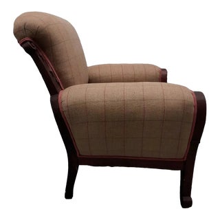 1950s Art Deco Club Chair in Windowpane Plaid For Sale
