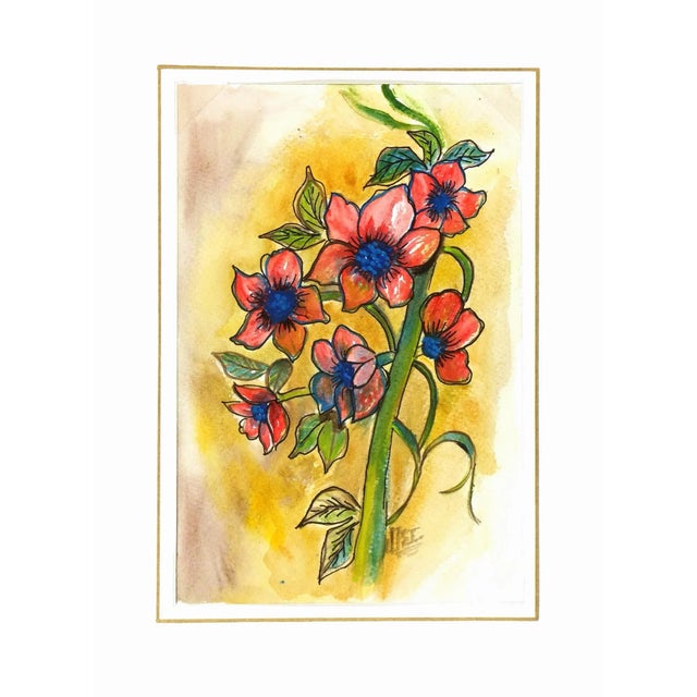 Watercolor Still Life Painting - Flores De Navidad For Sale - Image 4 of 4