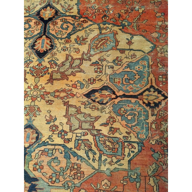 Mid 19th Century Persian Farahan Rug, Hand-Knotted Wool, Floral Medallion Pattern, Red & Blue, 8x12 For Sale - Image 15 of 18