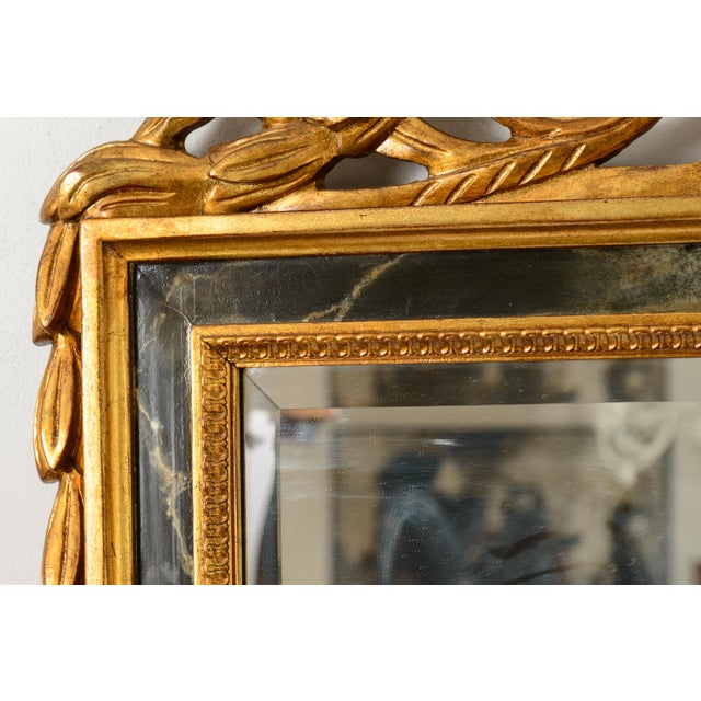 Italian Carved Wood Wall Mantel Gilt Mirror For Sale - Image 4 of 10
