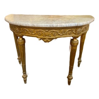 19th C. French Louis XVI Giltwood Console For Sale