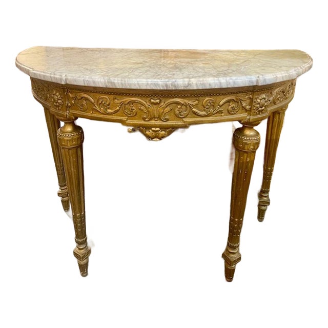 19th C. French Louis XVI Giltwood Console For Sale