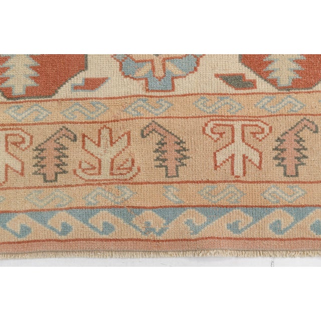 Turkish Hand-Knotted Bohemian Area Rug, Faded Terracotta and Blue Carpet For Sale - Image 3 of 10