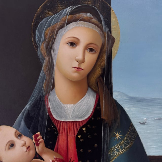 Red 1970s Madonna and Child Painting For Sale - Image 8 of 11