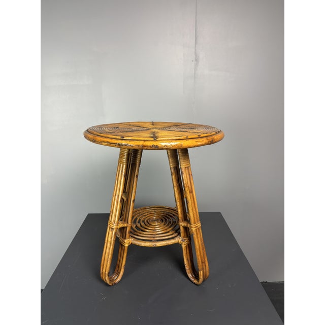 Mid-Century Modern Italian Pencil Rattan and Bamboo Side Table, 1950s For Sale - Image 6 of 15