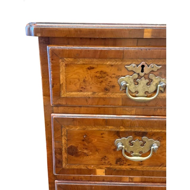 English Mahogany Chest With Burl and Banding For Sale - Image 9 of 11