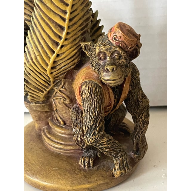 English Fabulous Vintage Pair of Coastal Safari Monkey Figurines Candlesticks For Sale - Image 3 of 3
