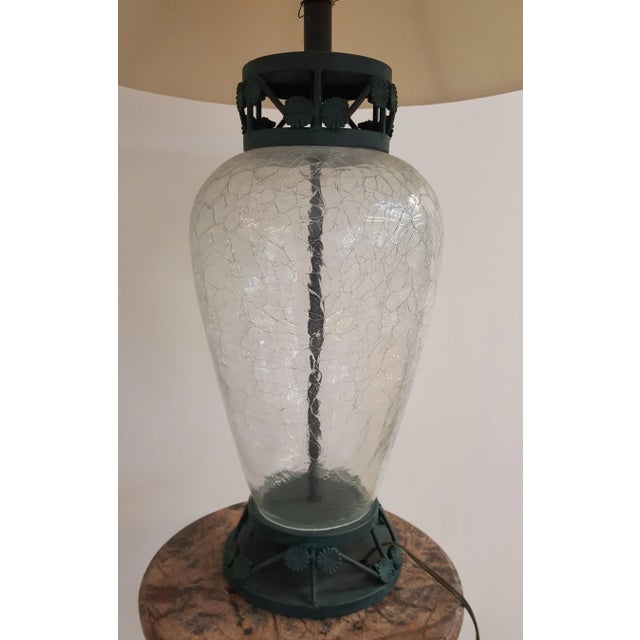 Art Nouveau Glass and Patina Lamp For Sale - Image 4 of 9