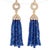 Contemporary 14k Yellow Gold Natural Ceylon Sapphire & Diamond Pavé Tassel Earrings 32 Ct, Pair For Sale - Image 3 of 10