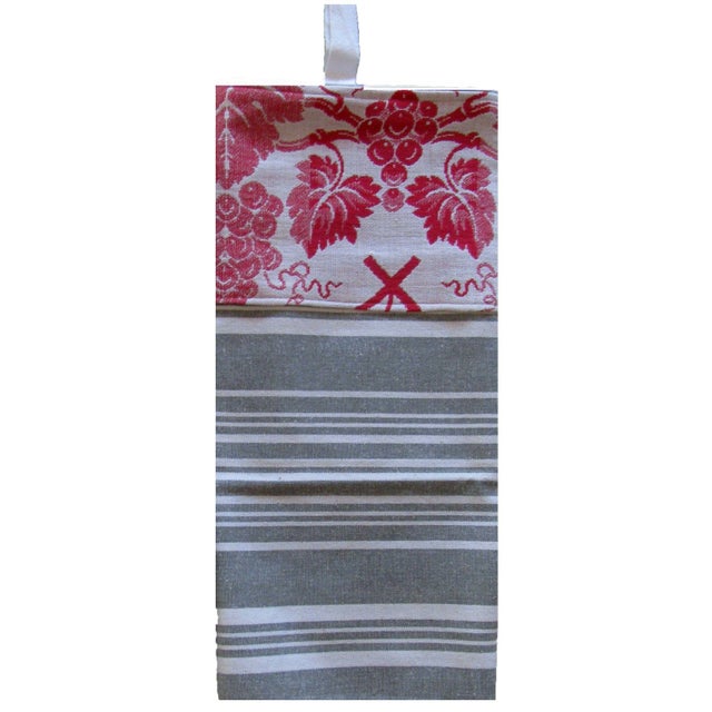 Farmhouse Large French Gray Striped Torchons, Pair For Sale - Image 3 of 4