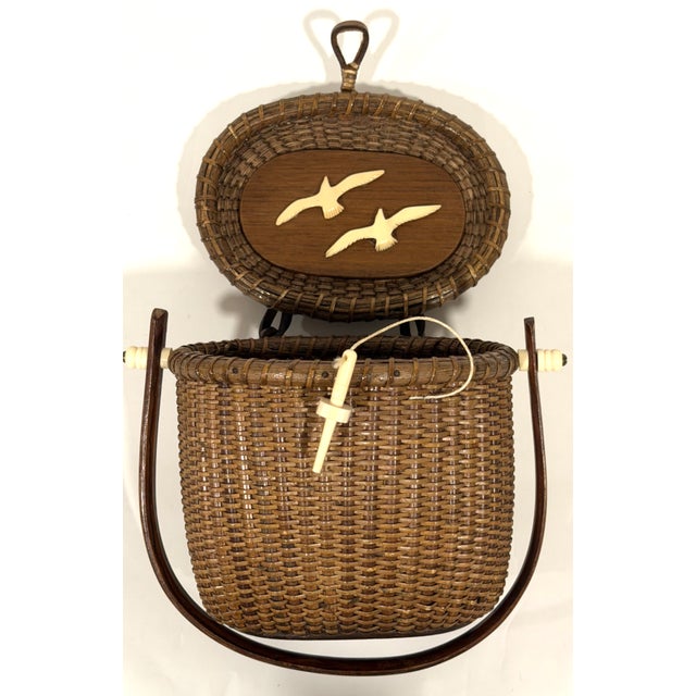 Vintage Farnum Nantucket Basket With Boca Grande Lighthouse For Sale - Image 10 of 16