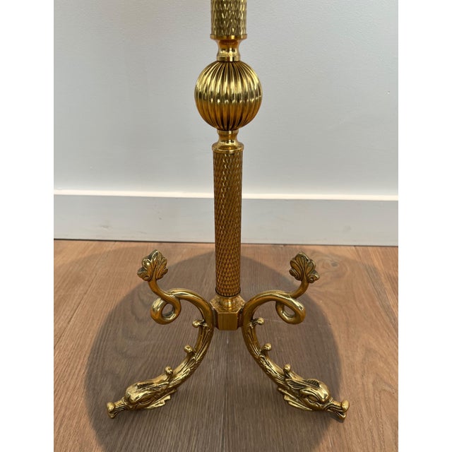 1940s Brass and red celluloid pedestal table by Maison Jansen For Sale - Image 10 of 12