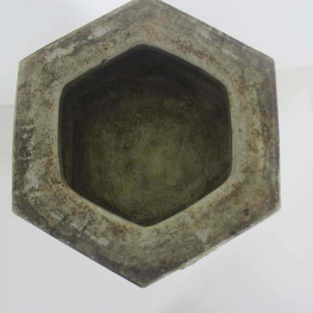 Vintage Chinese Floor Vase With Raised Precious Objects Details Famille Rose For Sale - Image 11 of 12