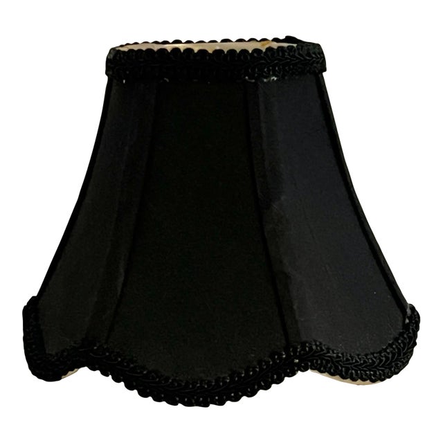 Black Scalloped Edge Lampshade With Gold Lining For Sale